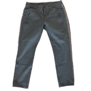 Slim Cut Grey Trousers with Side Stripe Trim